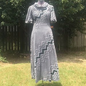 Gold Fish black and grey cowl neck long dress